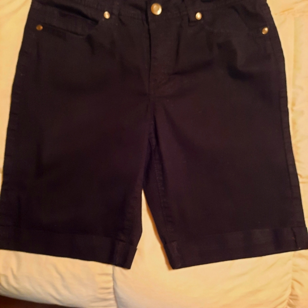 Faded Glory Black Denim Walking Shorts. Size 10